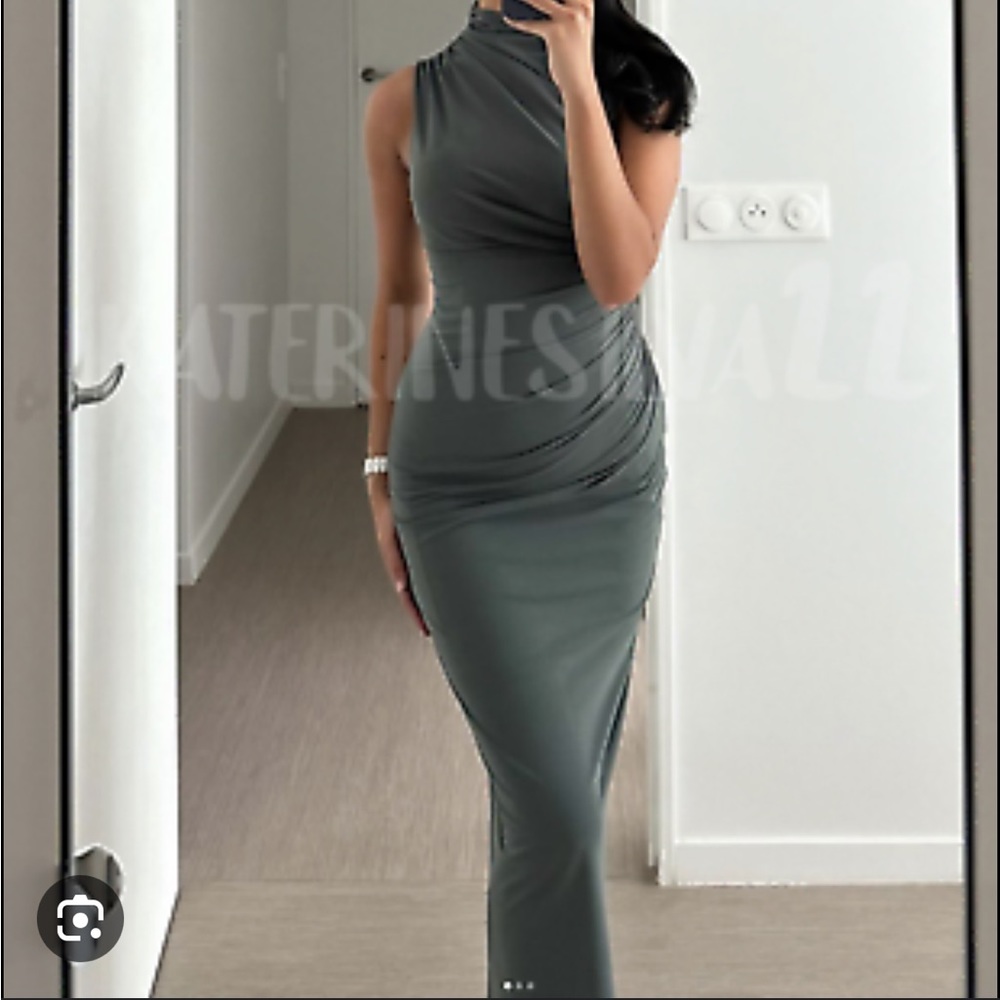 Zara ss23 khaki long draped dress